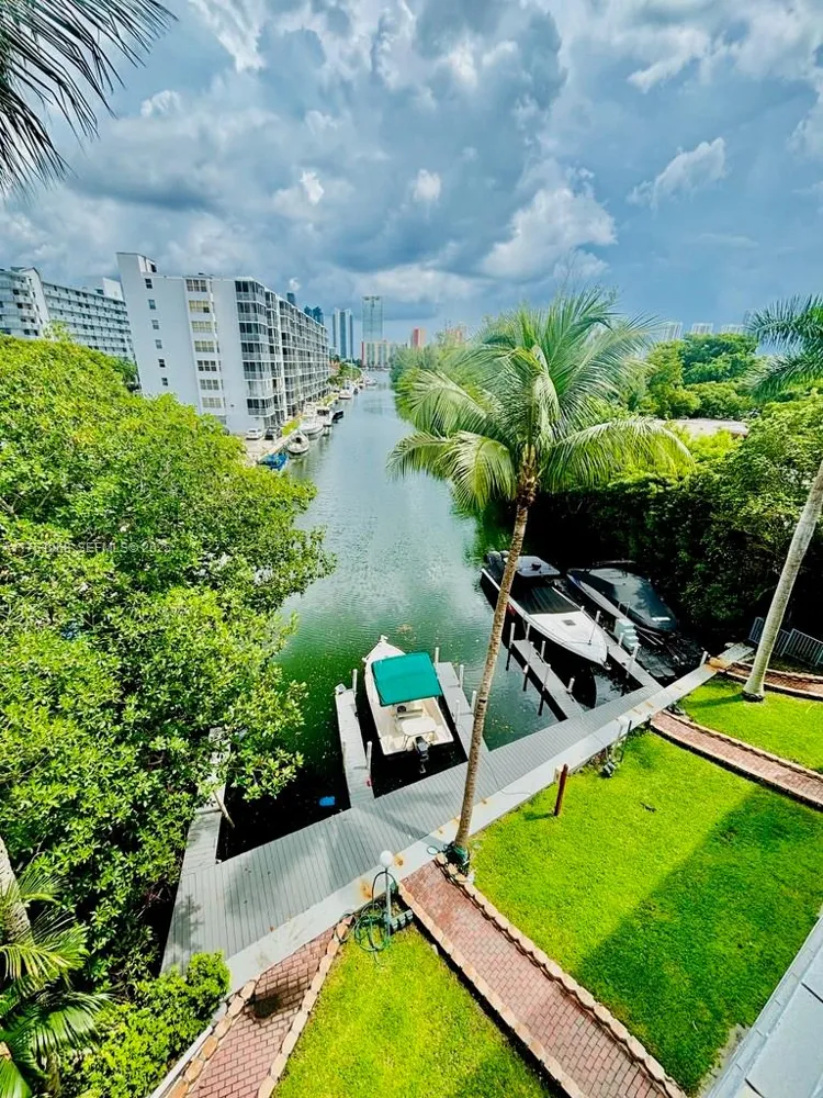 Canal view with boat docks from the building at 16531 NE 35th Ave #402, North Miami Beach, FL 33160